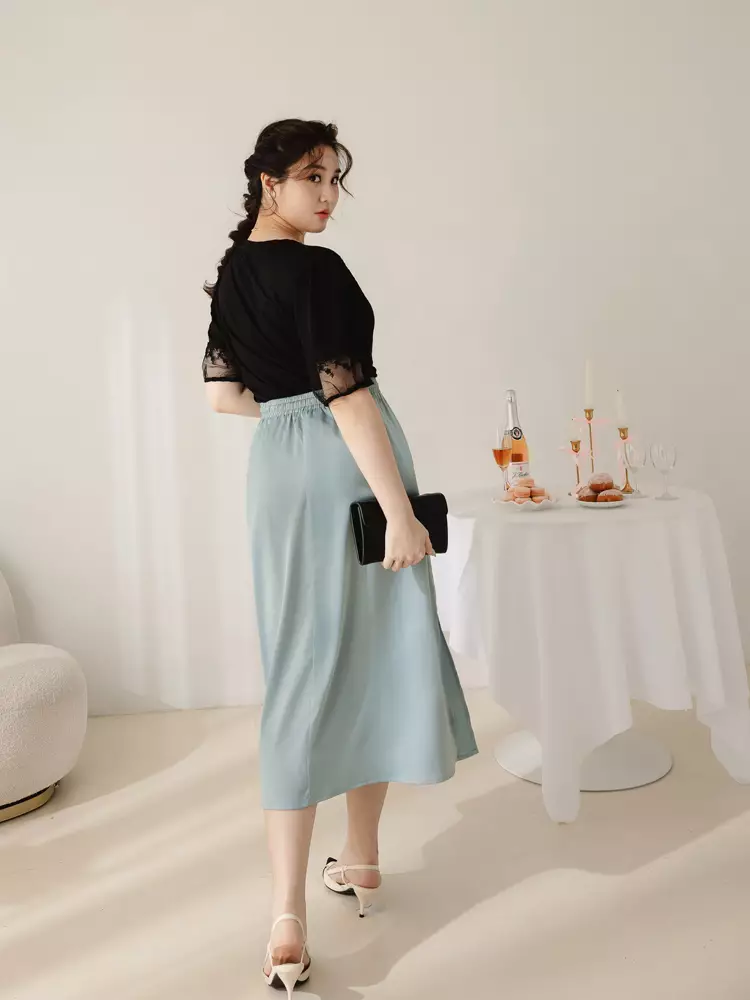 Textured Tie Waist Slit Maxi Skirt [CA2960]