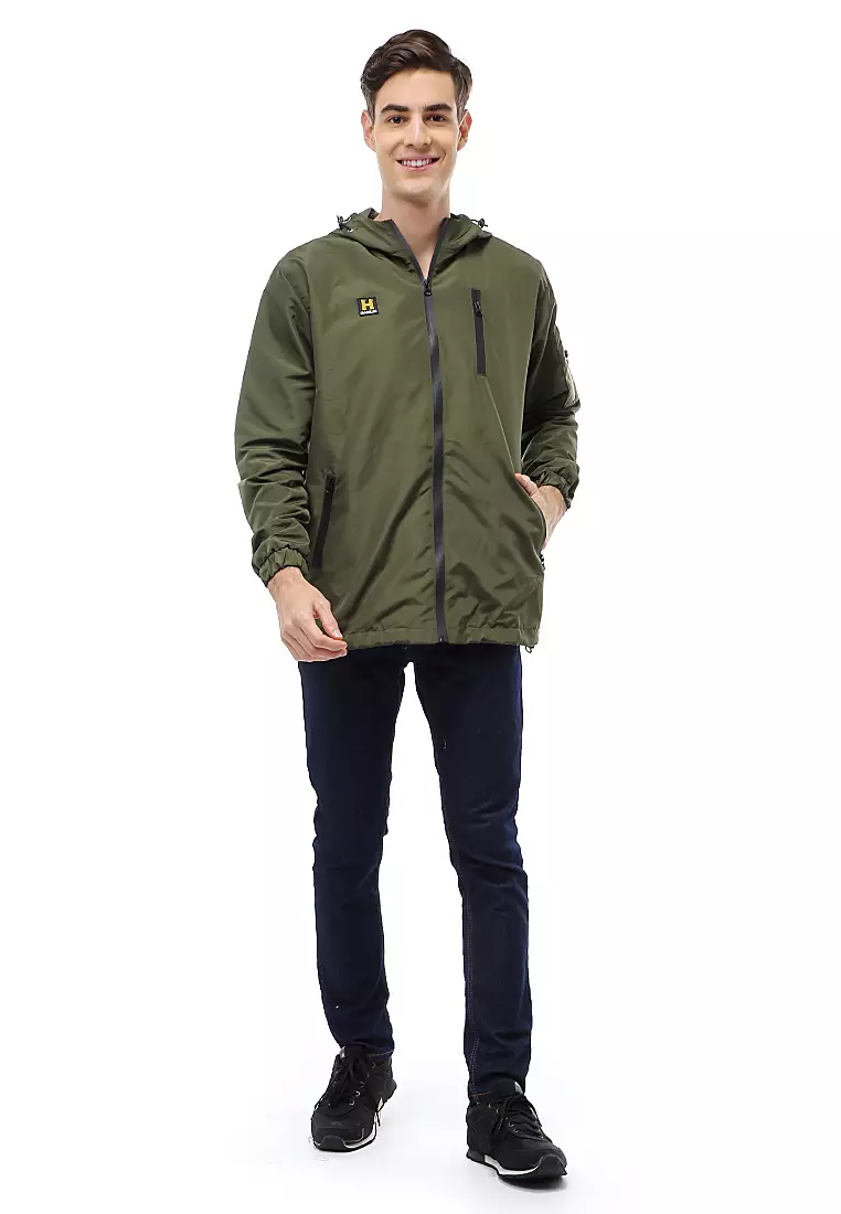 Clover Outerwear Jacket Hoodie Pria Waterproof Anti Air Material Taslan ORIGINAL - Army