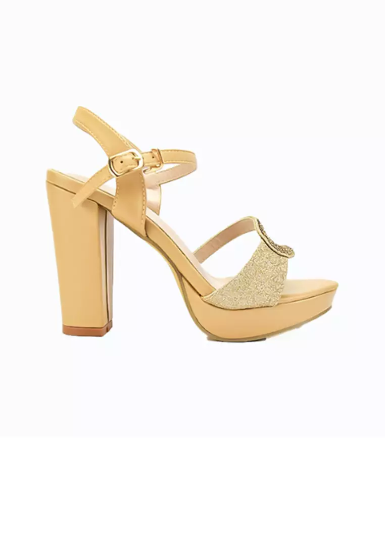 Women's Heeled Sandals LX 27025 Beige C51