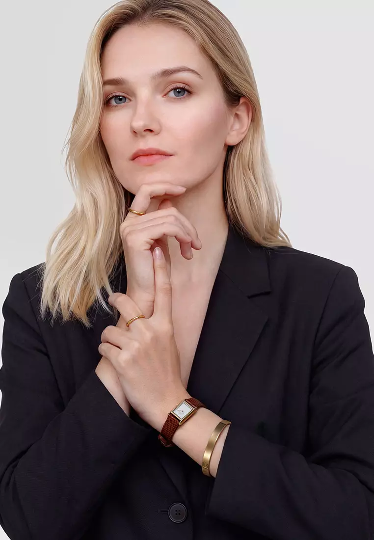 Bound Mini Light Brown Lizard White Gold - Women Watch Stainless Steel Leather Strap watch DW Official Authentic Original