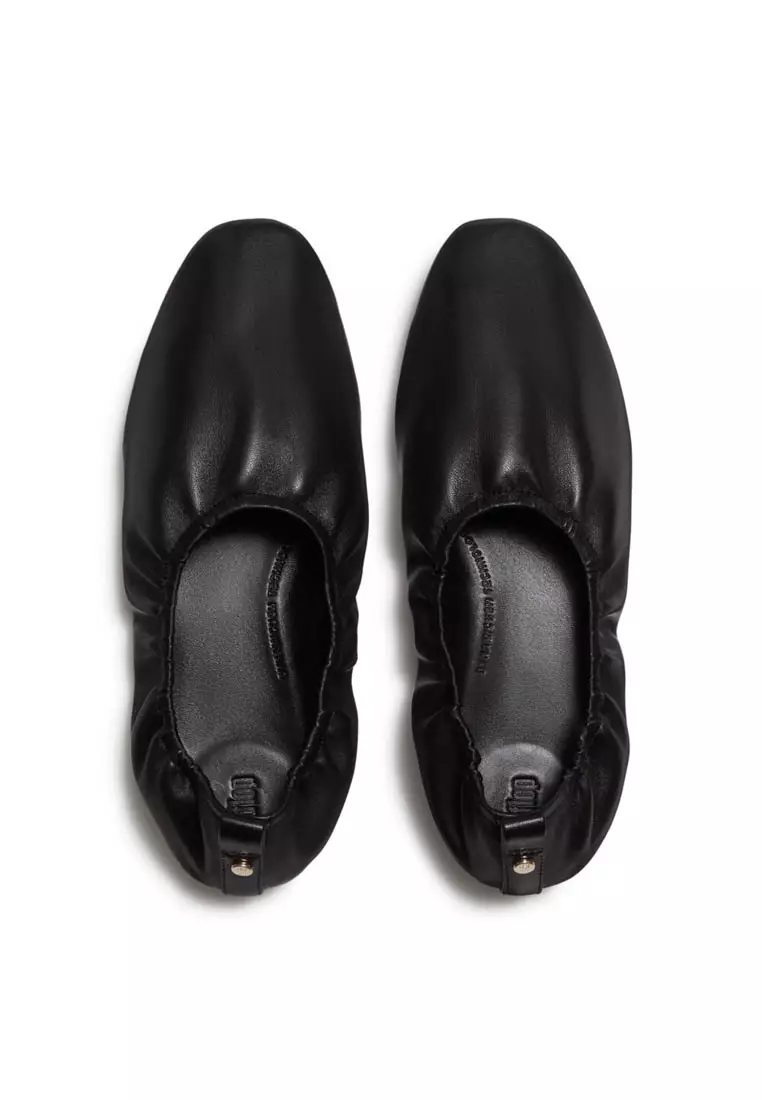 DELICATO Women's  Poise Leather Ballerinas - All Black (AAC-090)