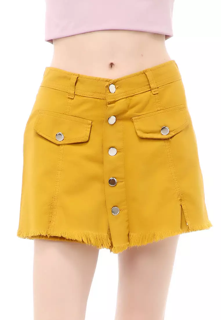 Madoc Short Skirt Pants Rok Celana Pendek Kasual Wanita Stylish Material Denim ORIGINAL - Yellow