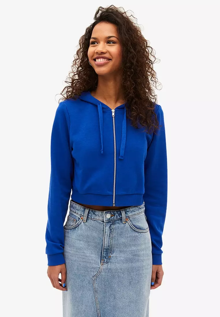 Bright blue zip up on sale hoodie