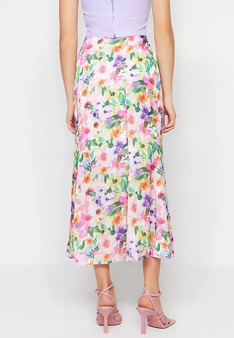 Floral Patterned Midi Skirt