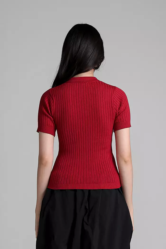 COTTONINK Studio - Atasan Knit Rajut Wanita Red Adrienna #HolidayCollection