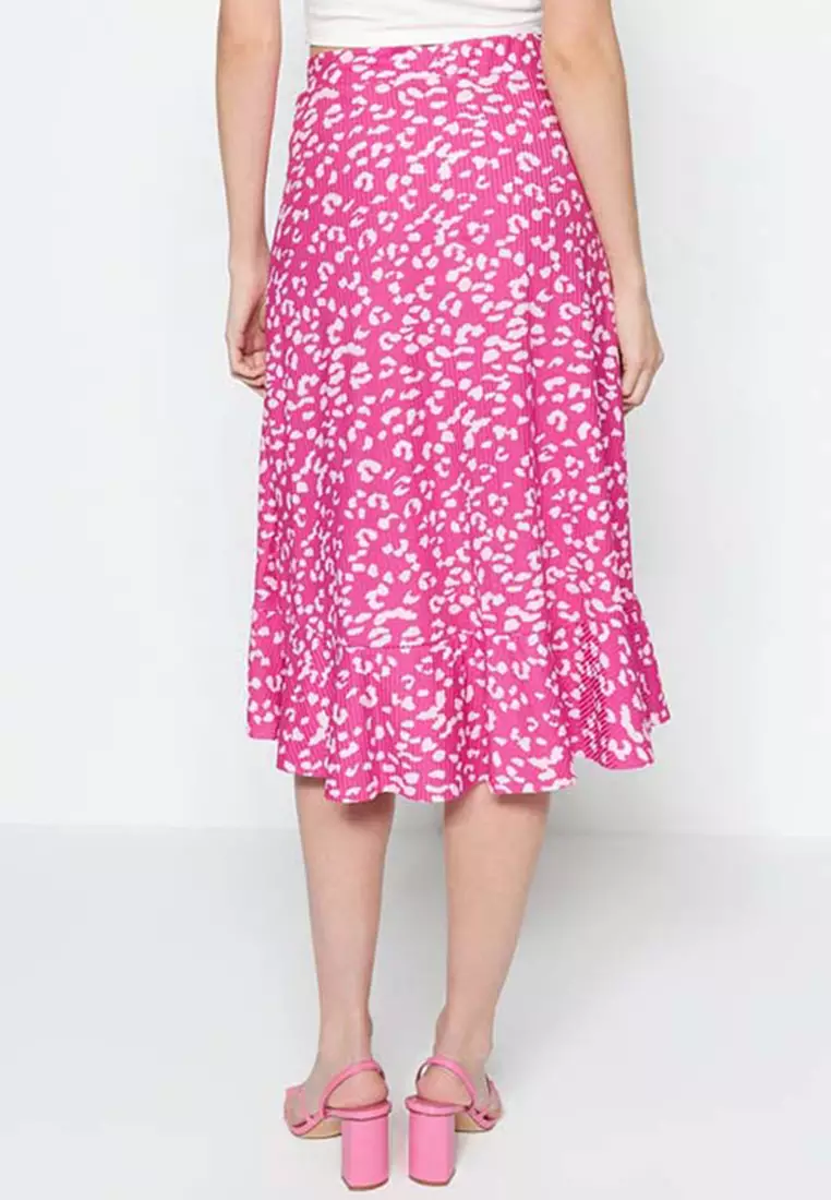 High Waist Print Midi Skirt