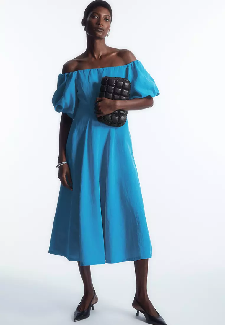 Puff off shoulder dress shop