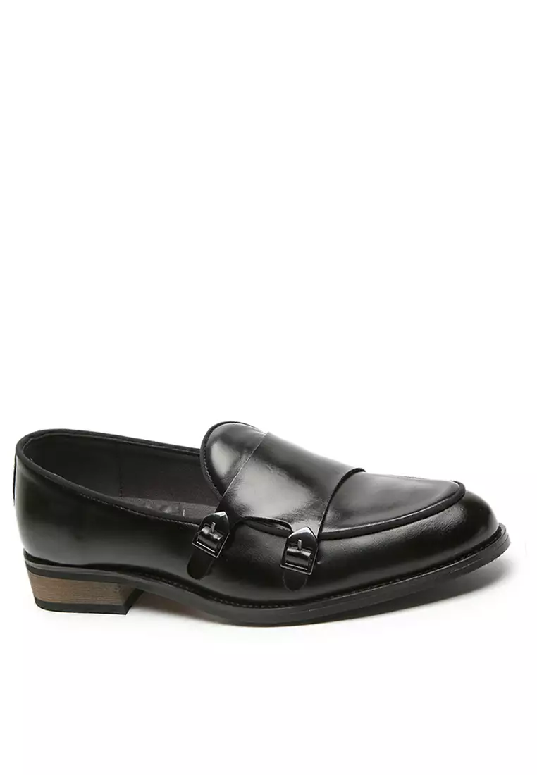 Double Buckle Synthetic Leather Loafers MC22023