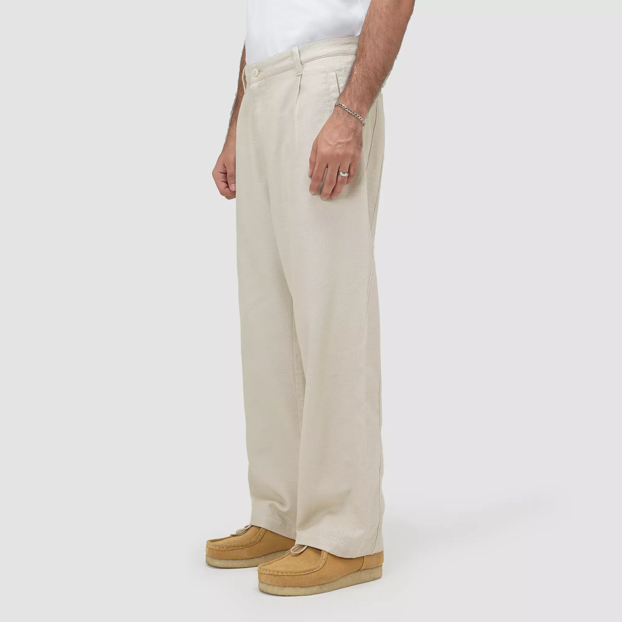 CELCIUS Wide Leg Jaquard Trousers I31000489C Cream