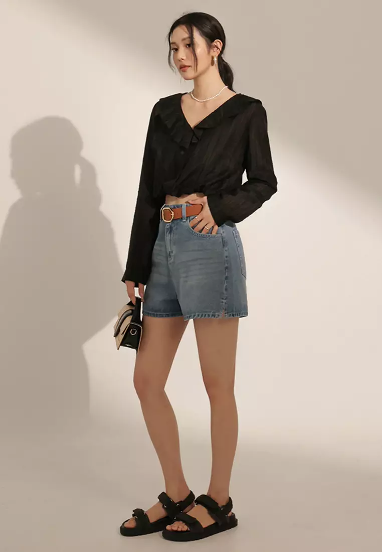 Denim Shorts With Belt