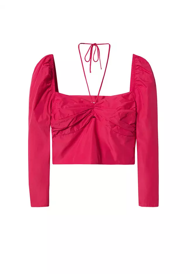 Puff-Sleeved Cropped Blouse