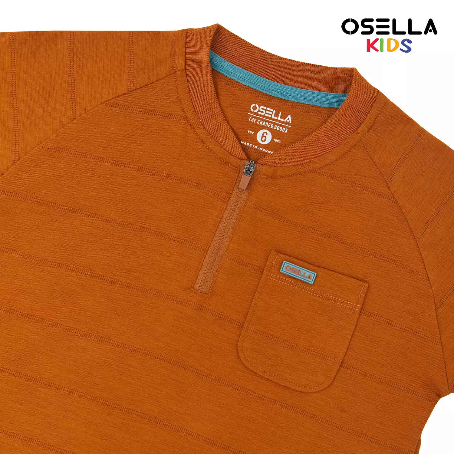 Osella Fawaz Long Sleeve Henley Shirt With Textured Look Fabric 2277500156 | Kemeja Anak Laki-laki Lengan Pendek
