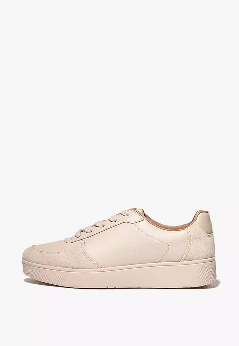 Discount on Fitflop  shoes - SKU: Rally Leather/Suede Panel Sneakers - Stone Beige