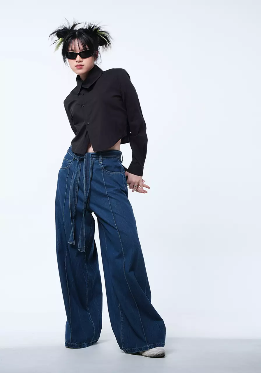 Kemeja Crop Wanita Nazami Black