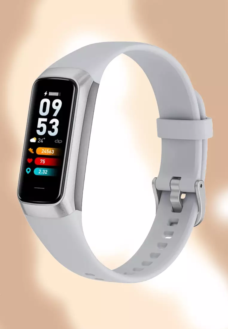 Unisex IOS/Android IP Black Waterproof Fitness SmartWatch, AMOLED Color Screen, Heart Rate Monitoring, Weather, Clock, with Black Rubber Strap