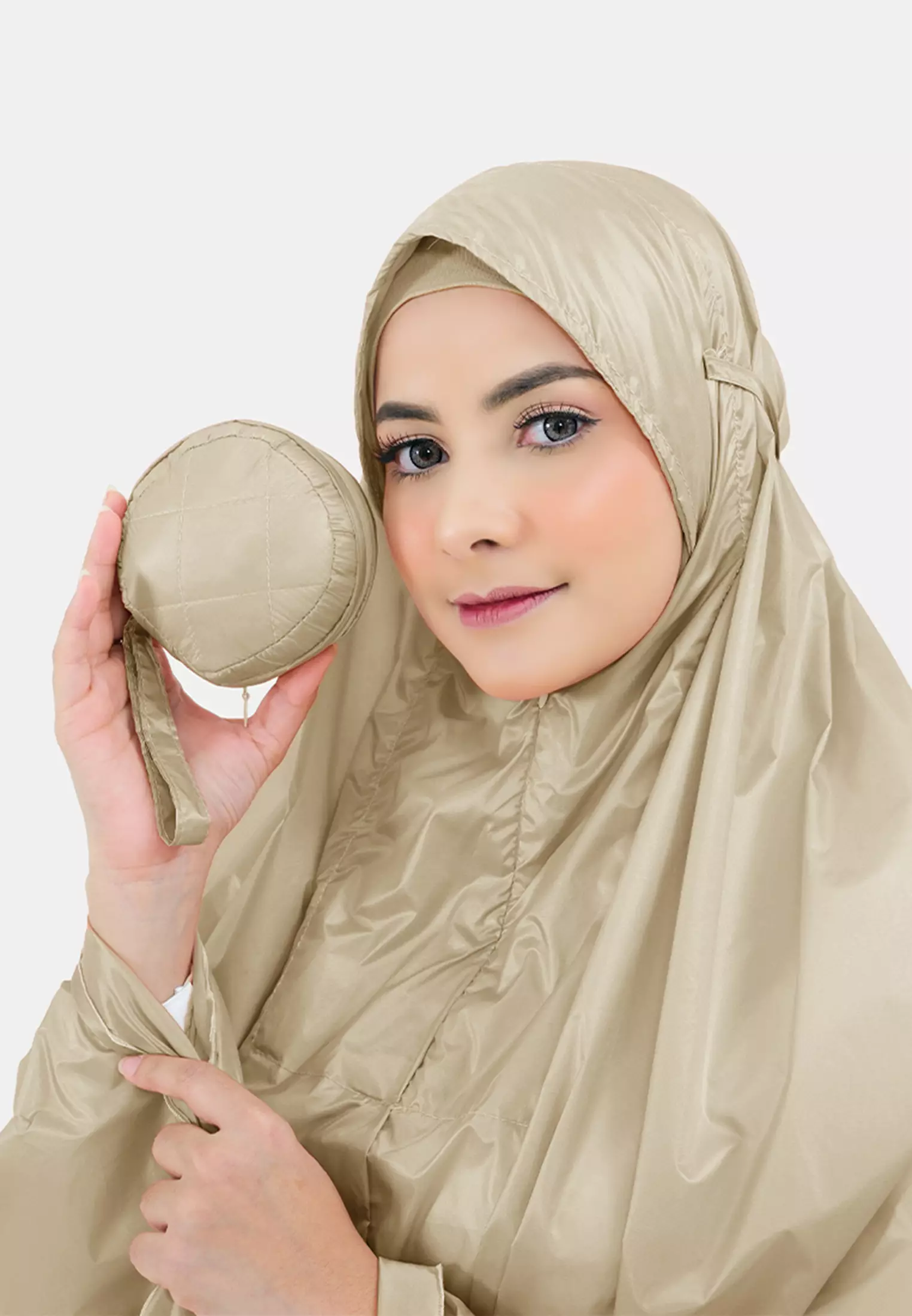 Zelena - Jayda Travel Prayer Set | Mukena Dewasa Basic Resleting 2in1 - Gardenia Cream