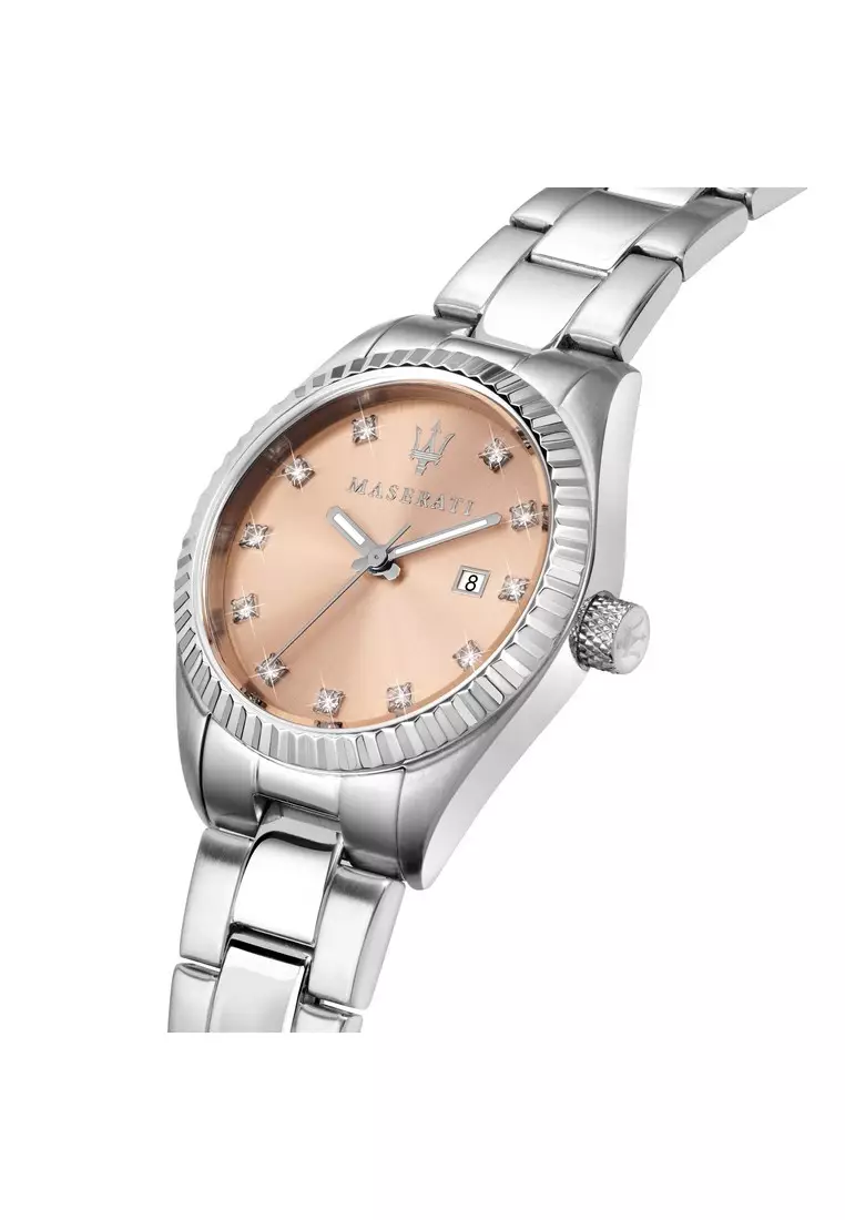 \\u30102 Years Warranty\\u3011Maserati Competizione 31mm Rose Gold Sunray Dial Ladies Quartz Watch R8853100509 With Luminous Hands