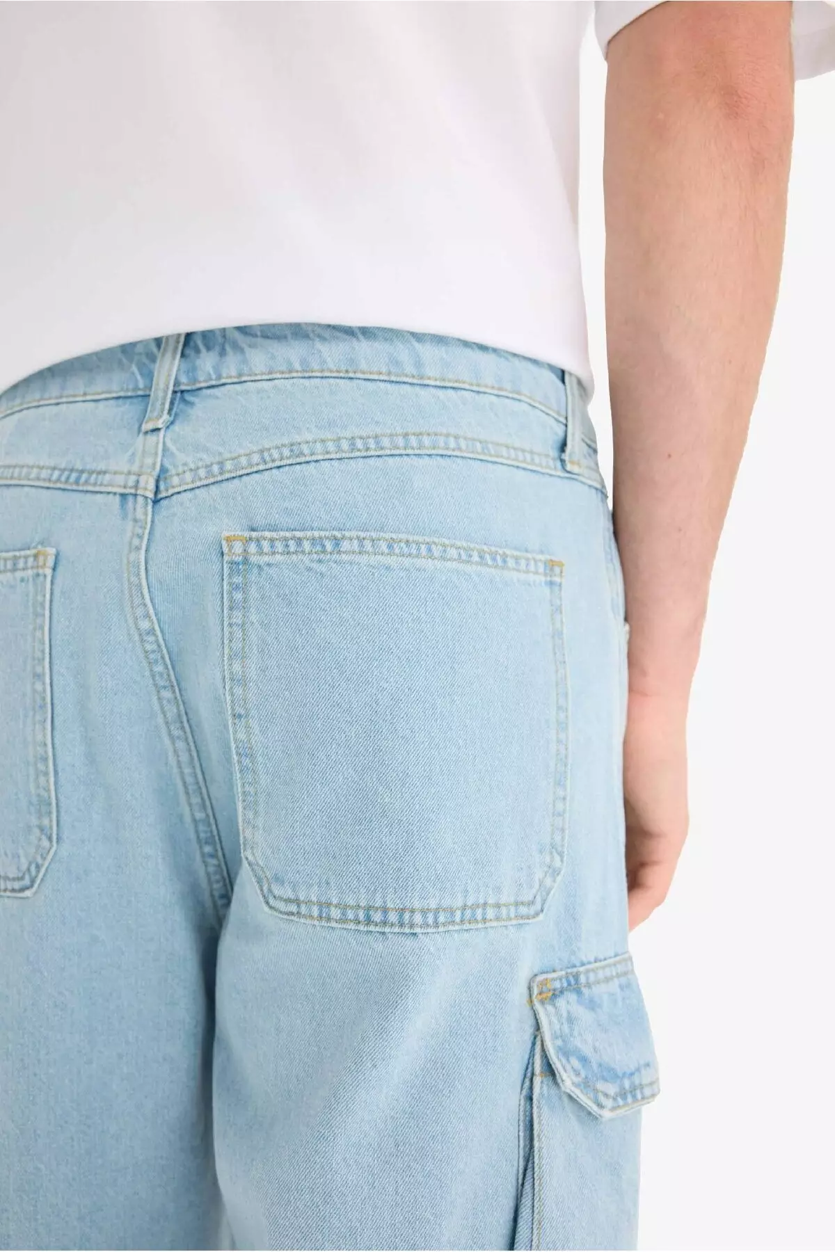 100% Cotton Cargo Fit Jean Bermuda Shorts E1381Ax25Sm