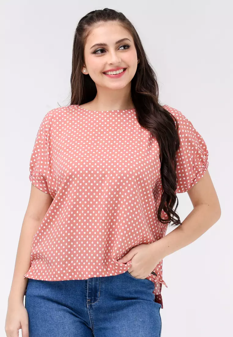 Woven Printed Rayon Short Sleeves Blouse