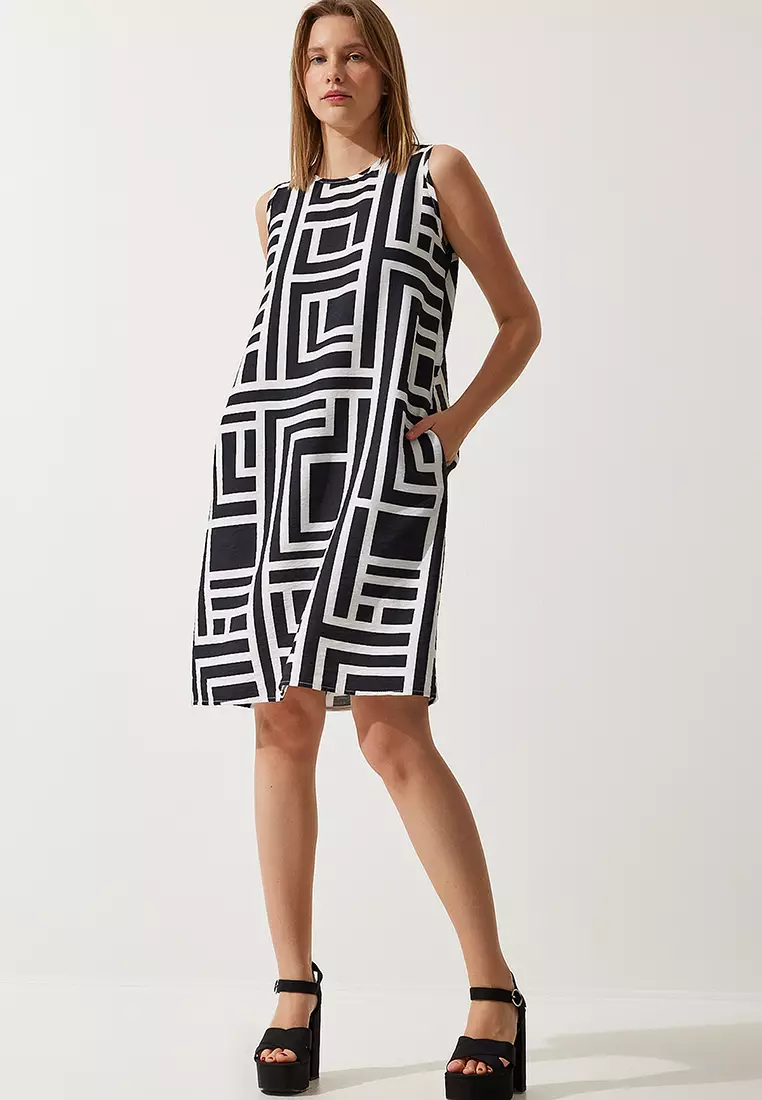 Vivid White Black Dress