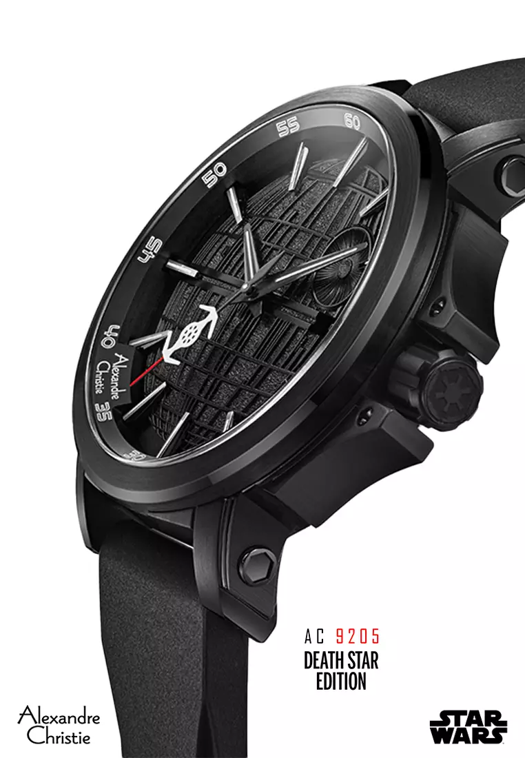 Alexandre Christie Star Wars Death Star Limited Edition Gift Set Automatic Men Black & White Dial Black Stainless Steel Premium Rubber 45mm - AC9205MARDS1