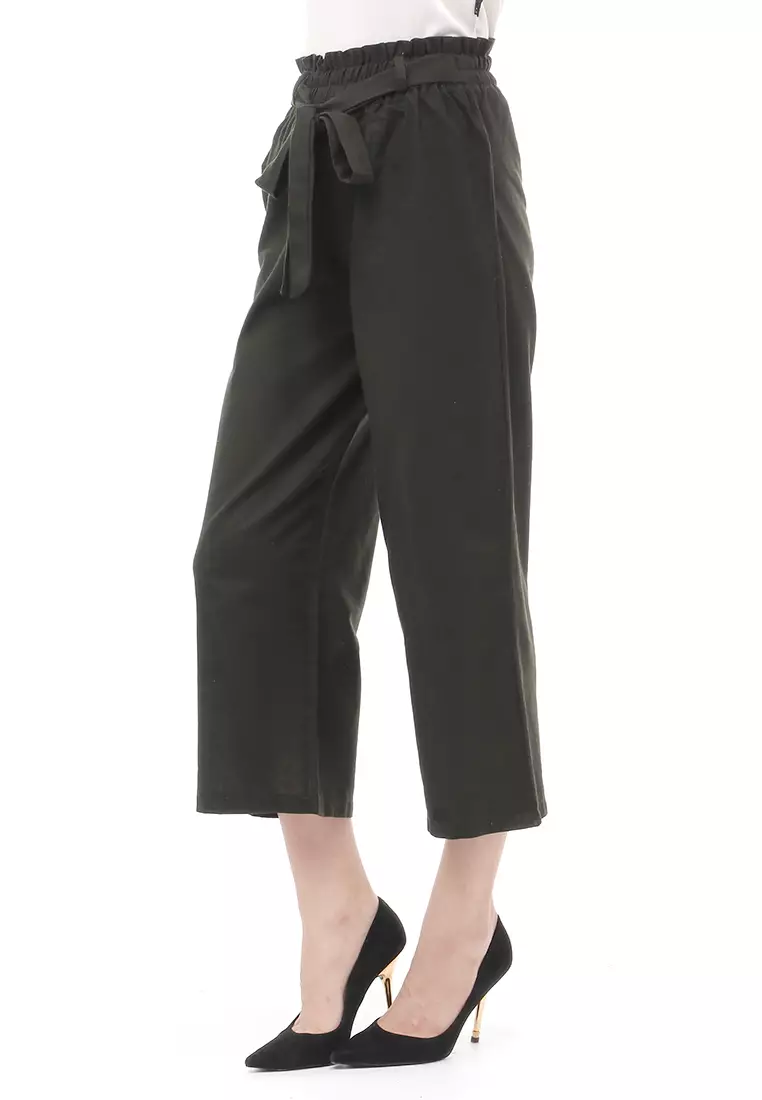 Narda Celana Panjang Wanita Bawahan Motif Polos Design Casual - Army