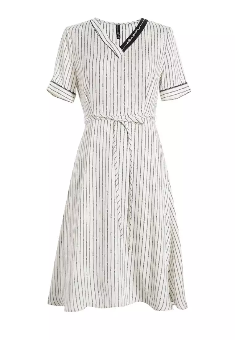 OL Retro Striped Waist Dress