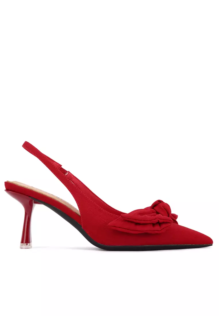 Slingback heels with bow top