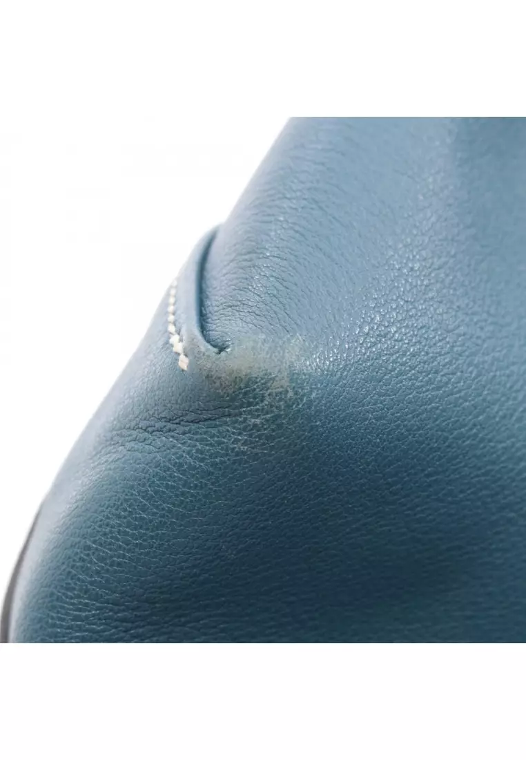 Pre-Loved Hermès Double Sense 28 Blue Thalassa Handbag tote bag Sikkim leather blue Navy reversible □JO刻印