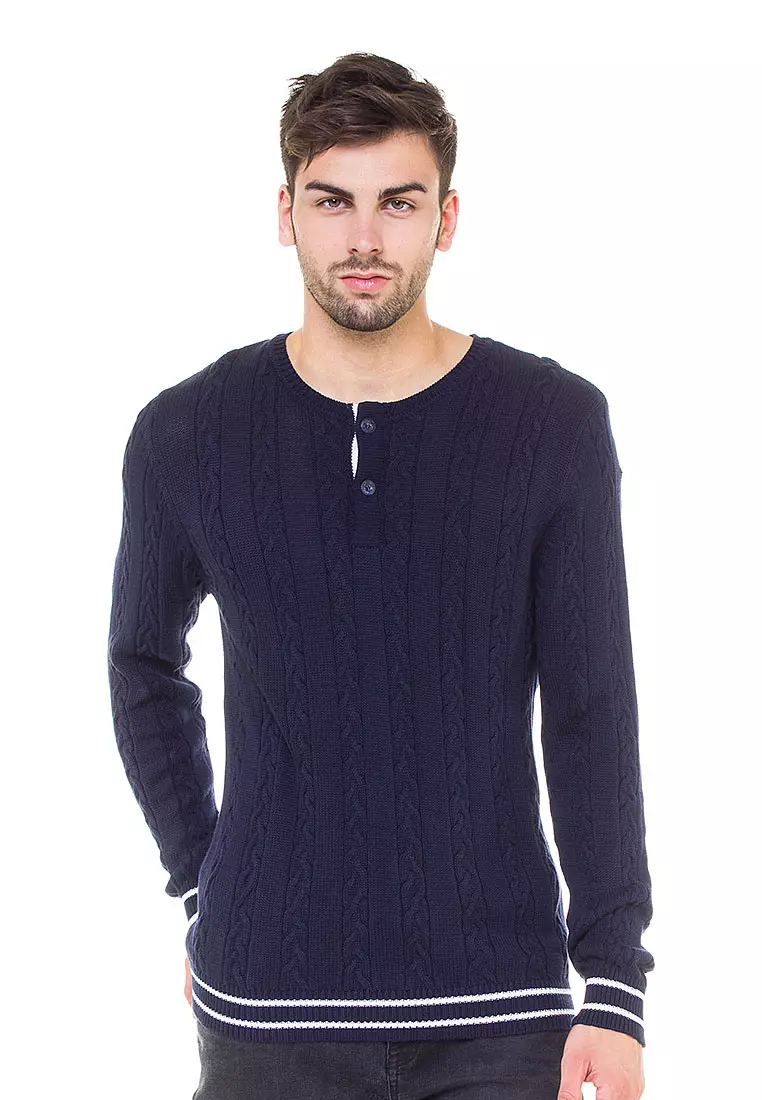 Jual Knitwork Knitwork Navy Cable Knit Sweater Original 2025 | ZALORA ...