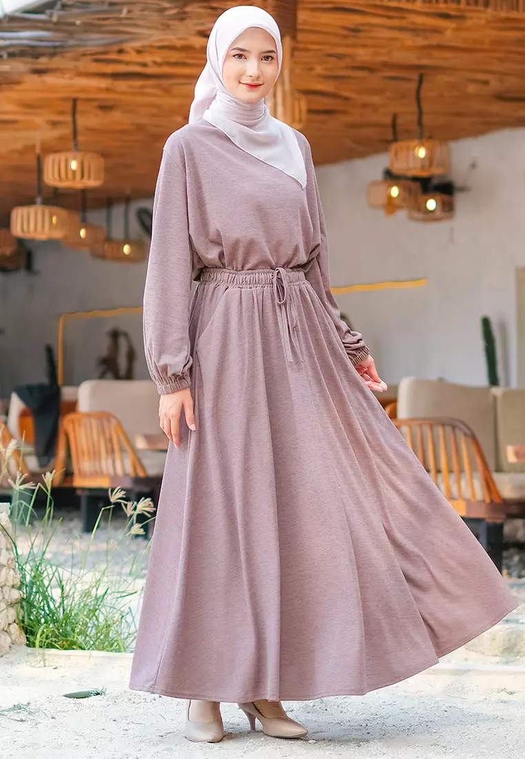 JV Hasanah Set Rok Baju Kurung Corduroy Millo | Setelan Rok Kaos Jumbo Millo