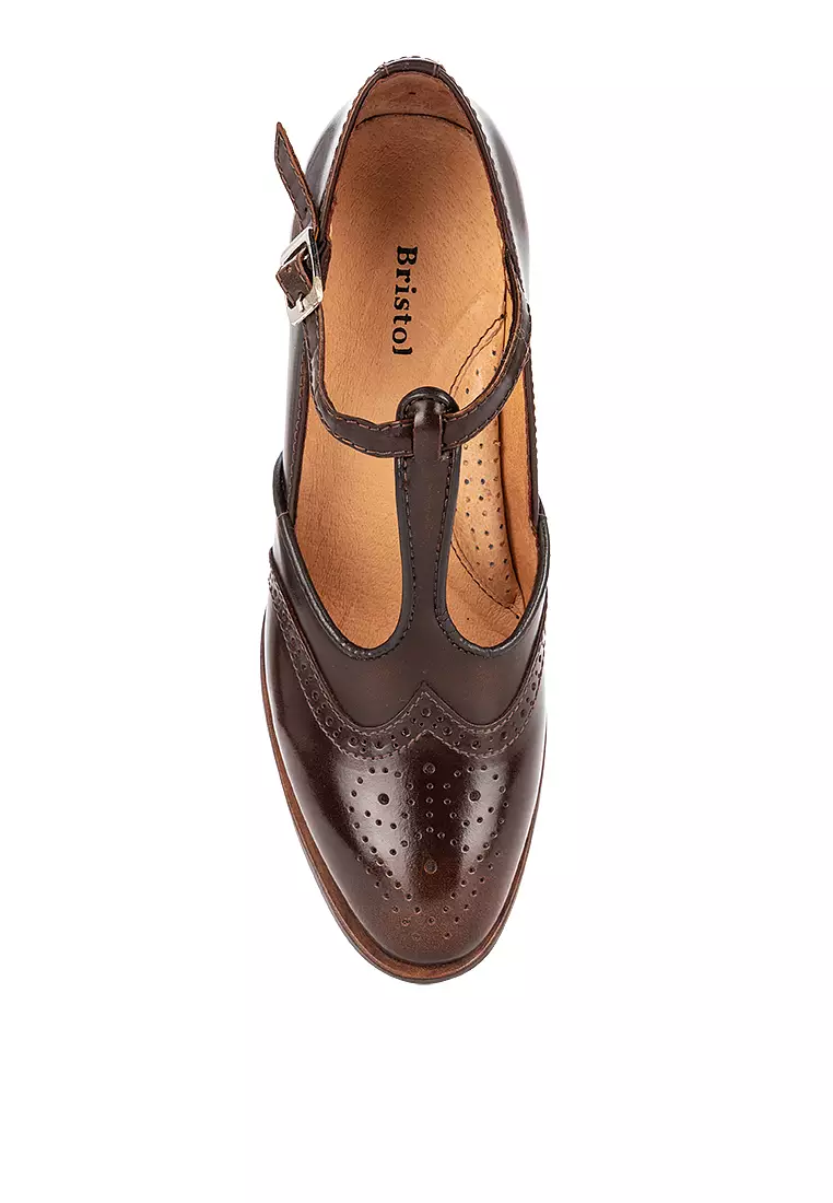 Kylie Brown Brush-off Wingtip T-Strap Heel