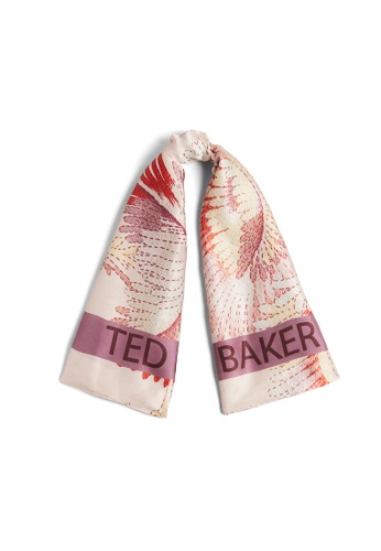 TED BAKER beige Ted Baker Women's FRILLIA Silk Satin 90x90cm Scarf C4468AC9BC0E3DGS_1