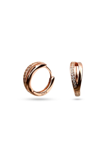 Millenne silver MILLENNE Made For The Night Double Lined Cubic Zirconia Rose Gold Hoop Earrings with 925 Sterling Silver 020E5AC2FD8026GS_1