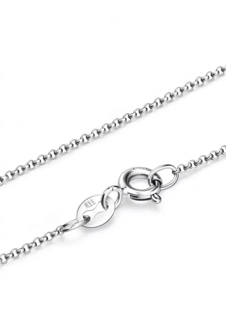 18K Solid White Gold Machinery Chain Necklace for Women 45cm 03820N