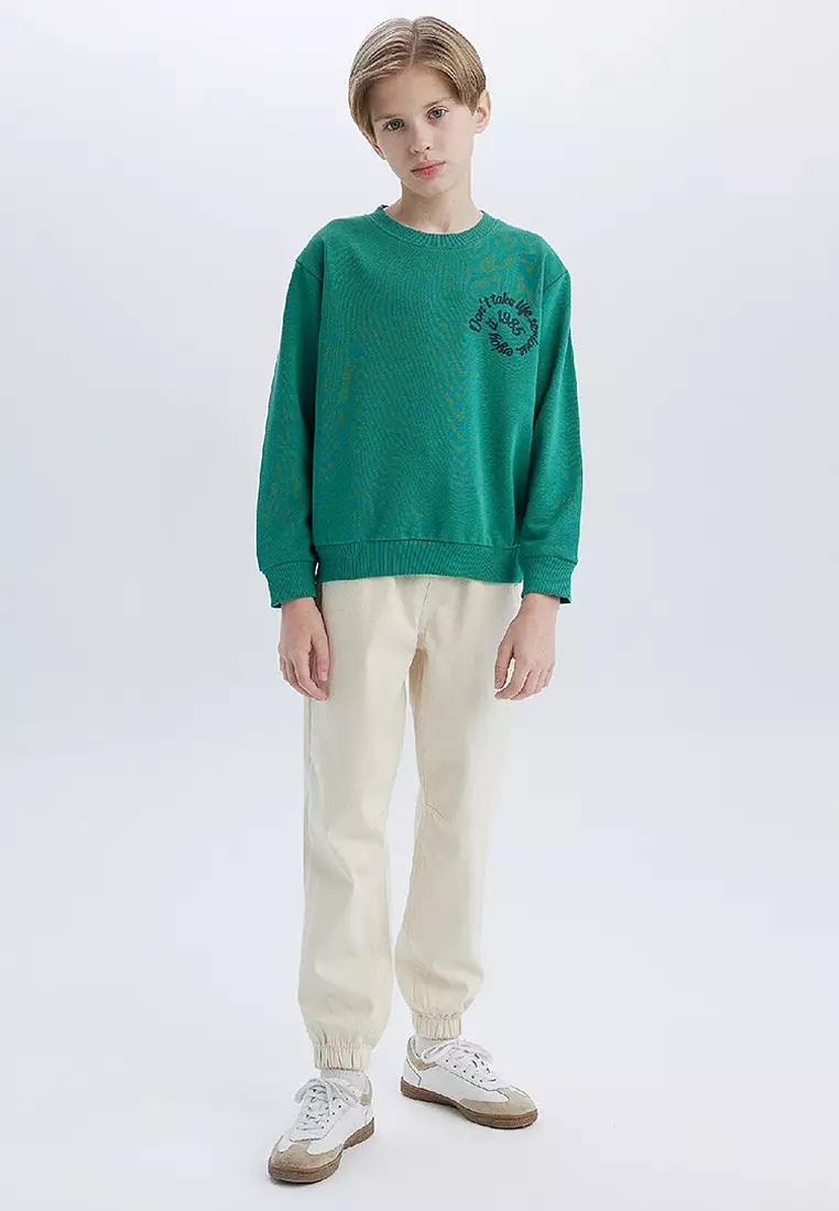 Crew Neck Back Printed Sweatshirt