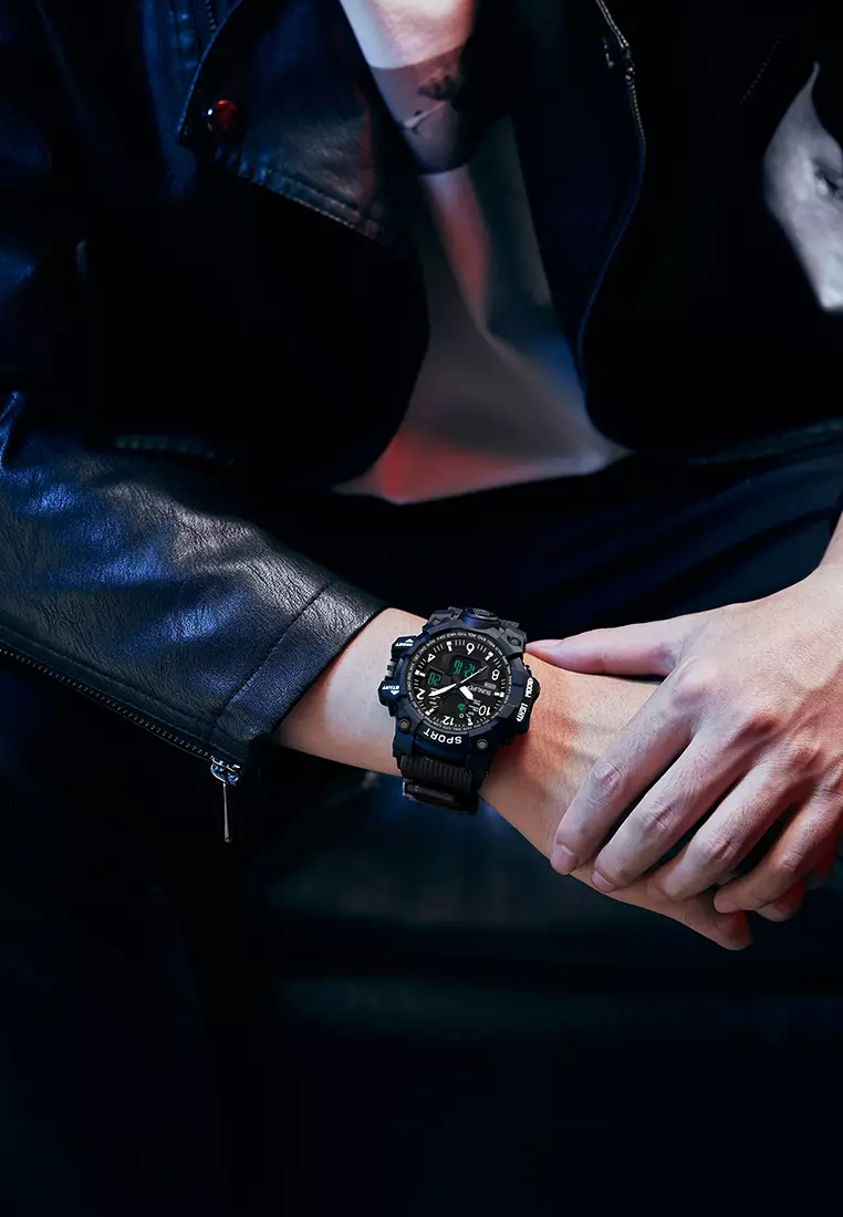 Jam Tangan Pria Original Analog&Digital Olahraga Anti Air Casual Jam Tangan Cowok allblack