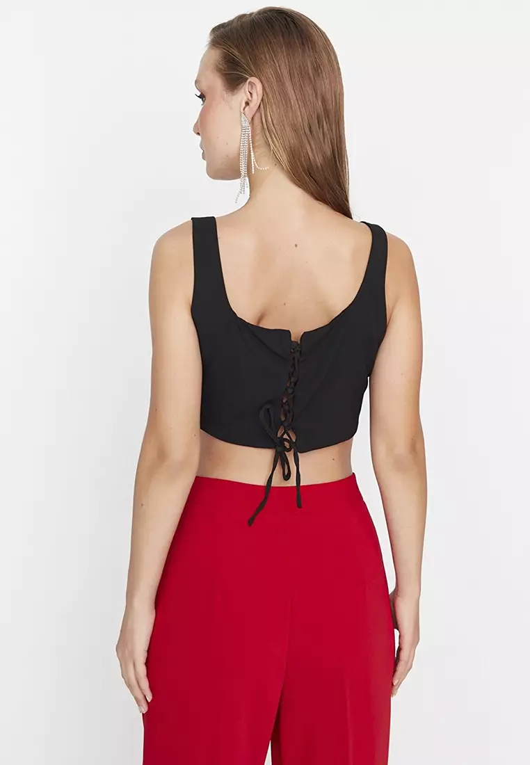 Buy Trendyol LaceUp Crop Top Online ZALORA Malaysia