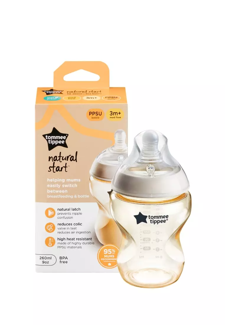 260ml Natural Start PPSU Feeding Bottle 3+ months, Medium Flow Breast-Like Teat