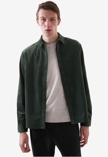 COS green Relaxed-Fit Corduroy Overshirt EE9FFAAFFBF4A3GS_1
