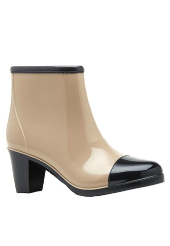 Twenty Eight Shoes beige VANSA Colourblock Mid Heel Rain Boots VSW-R1613 724A0SH5EE2044GS_1