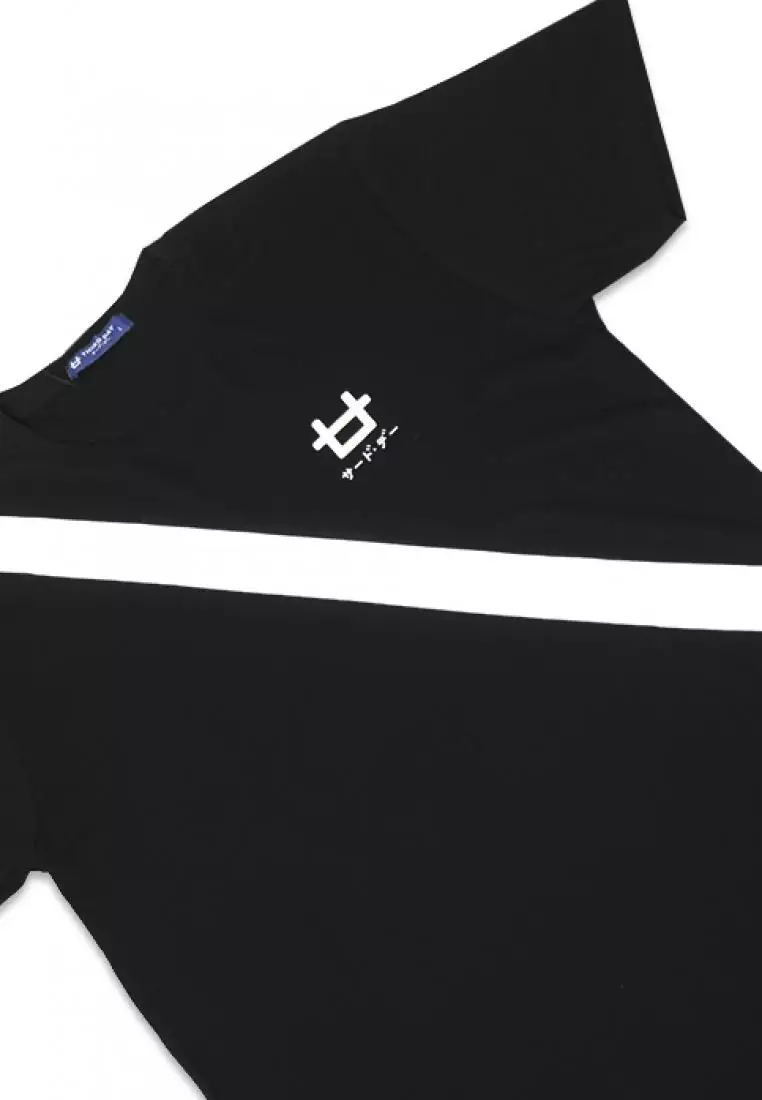 MTF97 Diag Thickblock Logo Hitam Kaos Pria