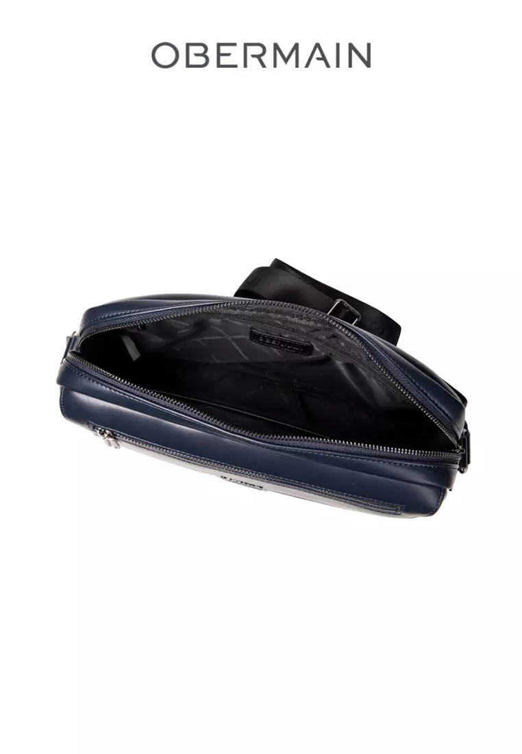 Men's Messenger Bag Synthetic Leather Navy
