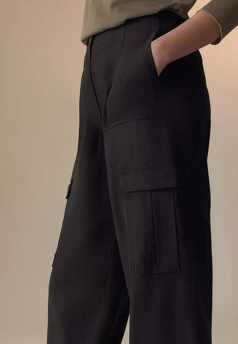 Linen Blend Cargo Trousers