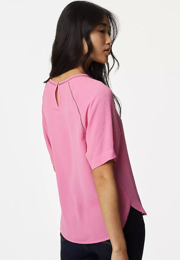 Textured Round Neck Blouse