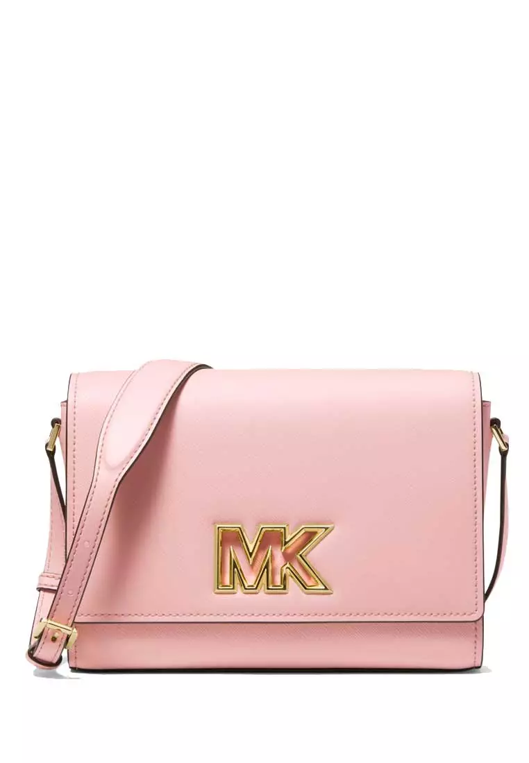 Pink leather messenger bag sale
