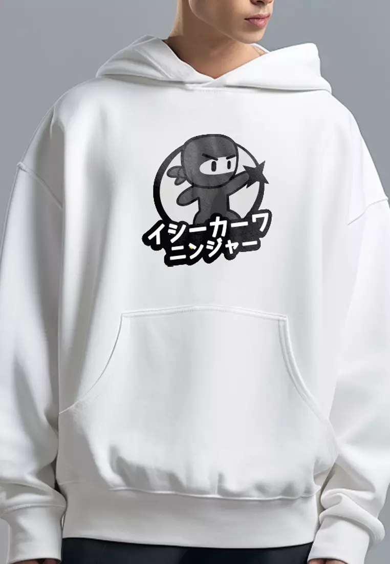 MTE04 oodies Premium ScubaLux Anti Kusut Waterproof "Ishikawa Ninja" Putih