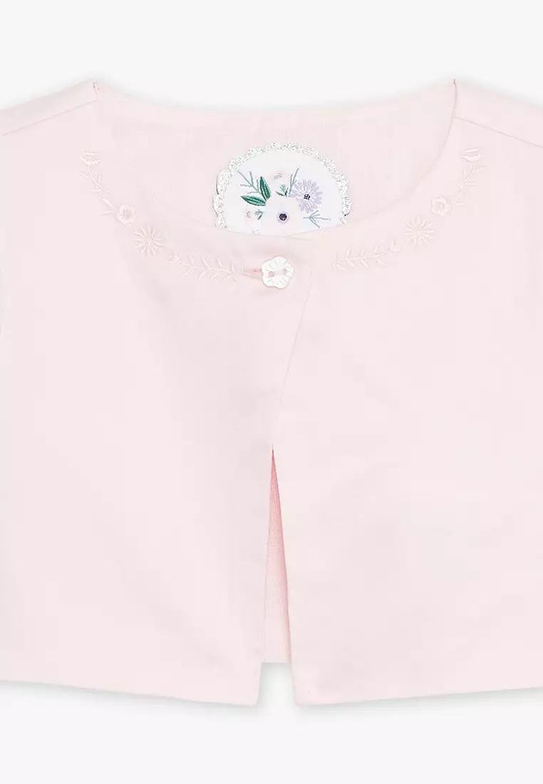 Soft pink cardigan with embroidery