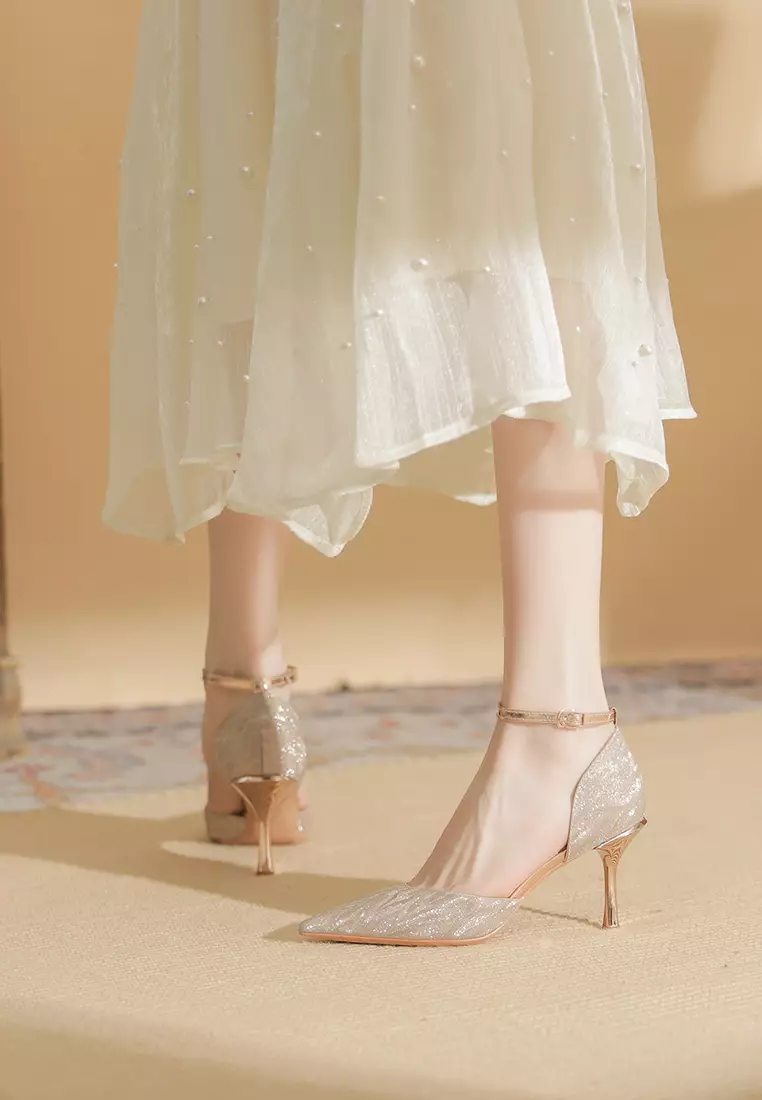 8CM Pointed Ankle Strap High Heel IF82317