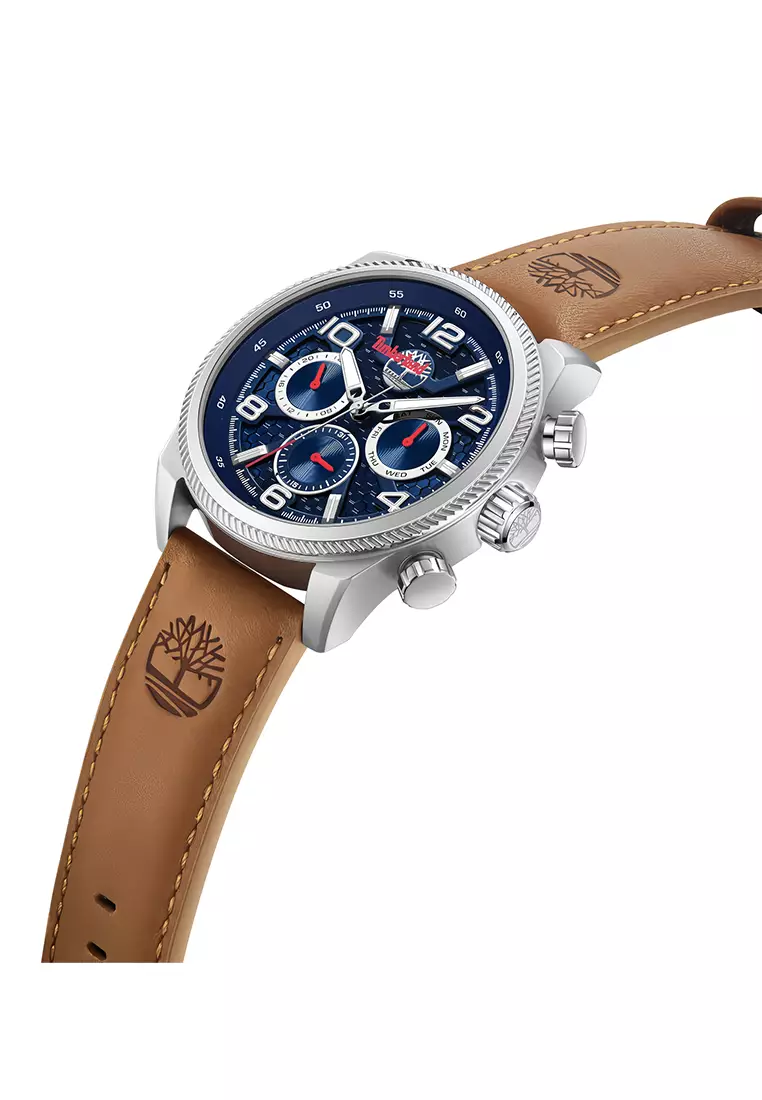 Timberland Henniker II - Jam Tangan Analog Pria - Navy Dial - Brown Leather Strap - TDWGF0028705